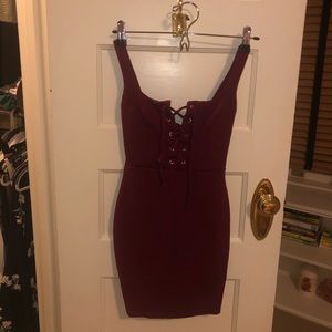 Lulu’s Maroon Mini Party Dress with Ties